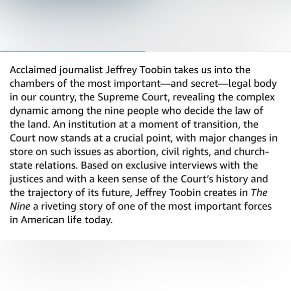The Nine: Inside the Secret World of the Supreme Court Used Book - Picture 3 of 8